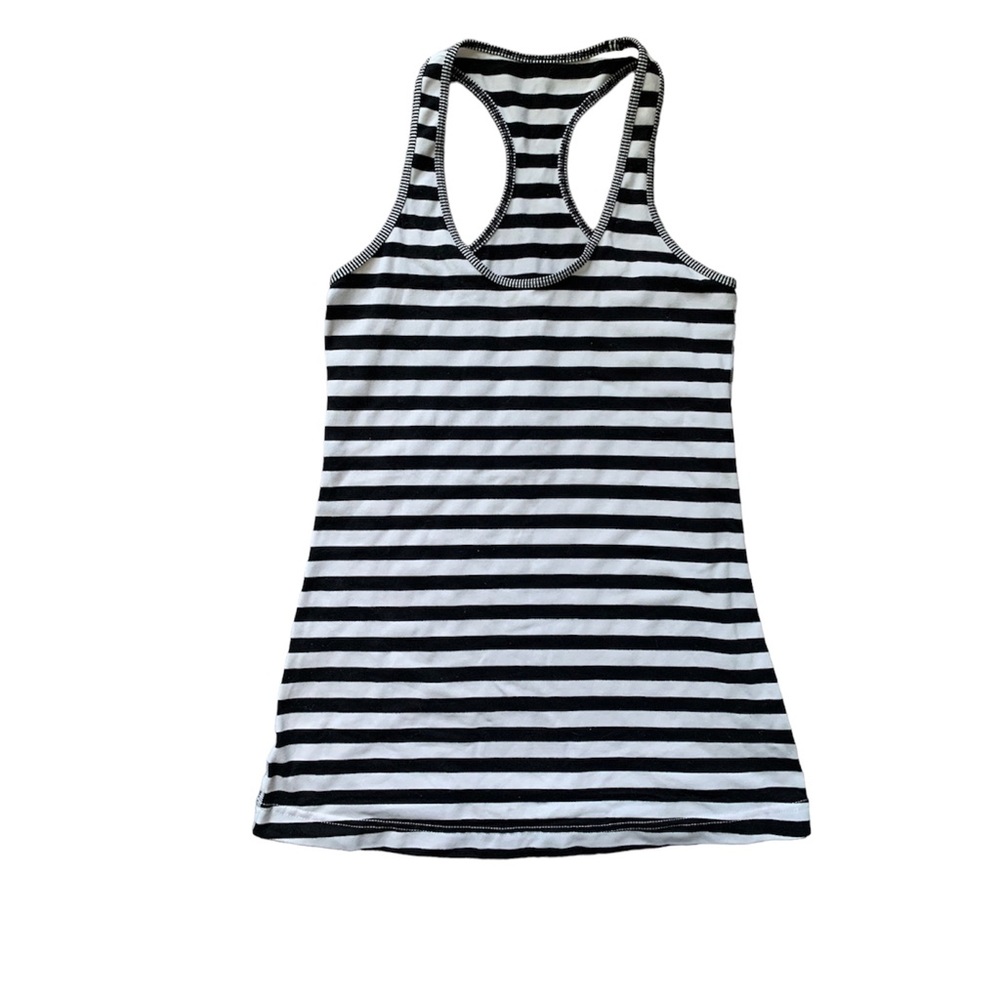 Lululemon Black & White Striped CRB Cool Racerback Tank Top 4